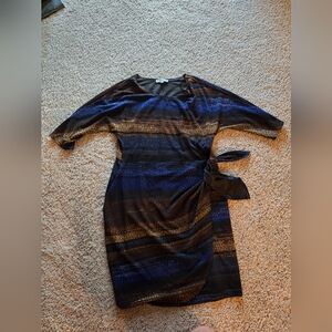 Robbie Bee Blue, Black & Brown Dress